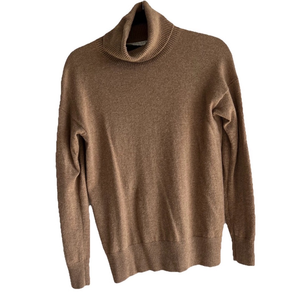 EVERLANE 100% Cashmere Brown Relaxed Fold Over Turtleneck Sweater Size XS
